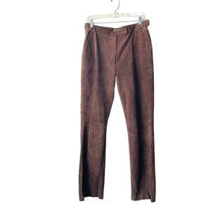 Garson by Rem Garson Brown Suede Leather Straight Leg Pant with Side Buckles - 8